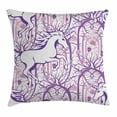 thumbnail image 1 of Unicorn Home and Kids Decor Throw Pillow Cushion Cover, Unicorn Galloping on Curved Swirled Tree Branches in Forest Design, Decorative Square Accent Pillow Case, 20 X 20 Inches, Purple, by Ambesonne, 1 of 2