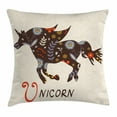 thumbnail image 1 of Unicorn Home and Kids Decor Throw Pillow Cushion Cover, Silhouette Made with Ethnic Oriental Ornate Floral Effects Boho Art, Decorative Square Accent Pillow Case, 16 X 16 Inches, Multi, by Ambesonne, 1 of 2