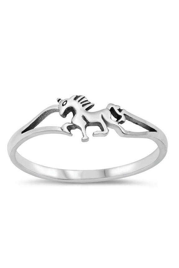Unicorn Horse Animal Ring Fantasy .925 Sterling Silver Band Jewelry Female Male Unisex Size 4