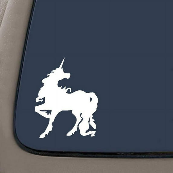 Unicorn Horse Horn Vinyl Decal | 5.5-Inches | Premium White Vinyl Decal | Car Truck Van SUV Laptop Macbook Wall Decals