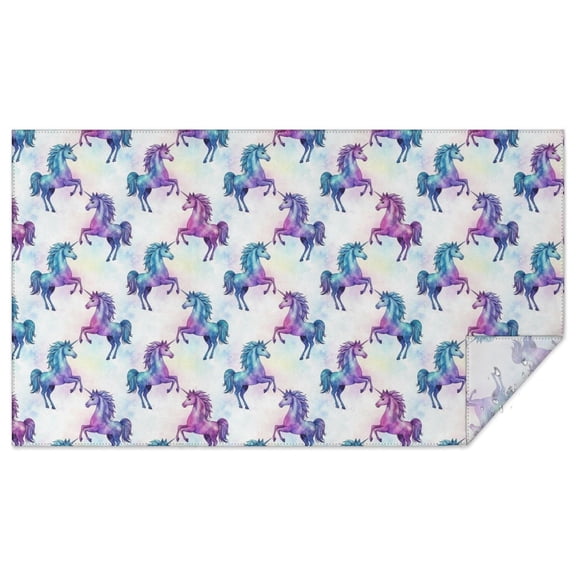 Unicorn and Horse Pink Pattern Rectangle Tablecloth 60"x102", Waterproof Polyester Wipeable Spillproof Table Cover for Dining Camping Indoor and Outdoor Use