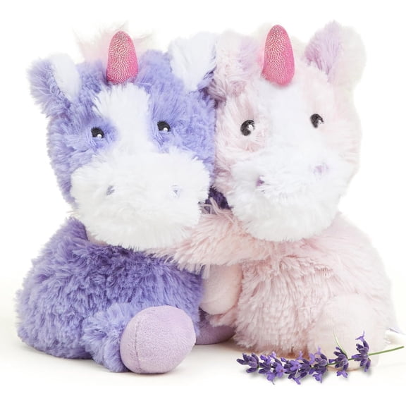 Warmies Hugs Duo Unicorn Microwavable Weighted Stuffed Animals, Lavender-Scented Plushie, 1 lbs