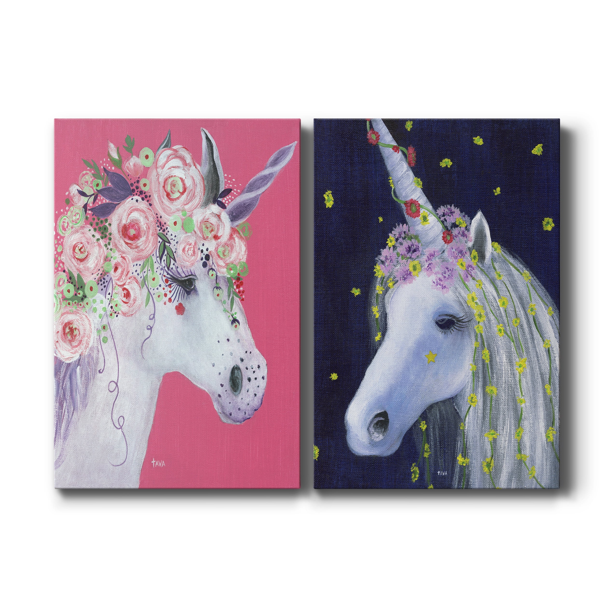 Unicorn III Premium Gallery Wrapped Canvas - Ready to Hang - Set of 2 - 12 x 18 Each