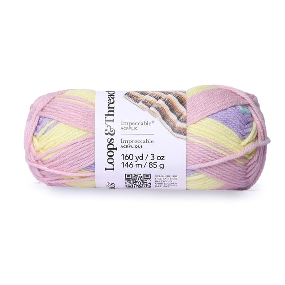 Loops & Threads Unicorn Impeccable Stripes Yarn - Medium Weight Yarn for Knitting, Crochet, Weaving, Arts & Crafts, 18 Pack