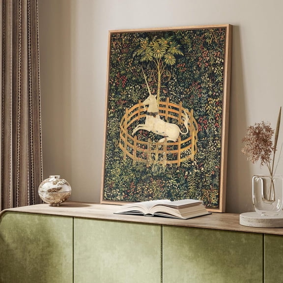 Unicorn In Captivity Medieval Tapestry Poster, Unframed Size 16x24