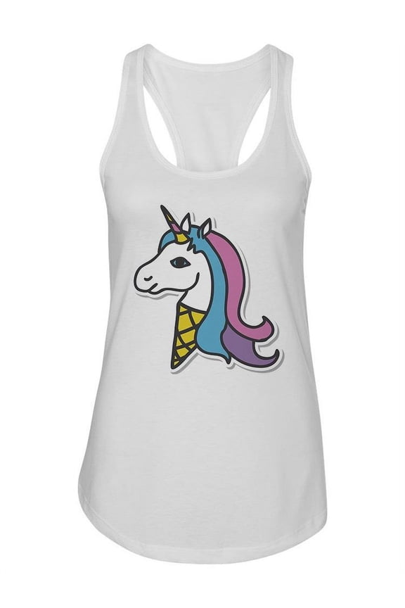Unicorn In Cone Sticker Patch Tank Women -Image by Shutterstock, Female XX-Large