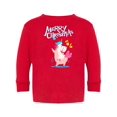 thumbnail image 1 of Unicorn In Santa Hat Dancing Long Sleeve Toddler -Image by Shutterstock,  5 Toddler, 1 of 4
