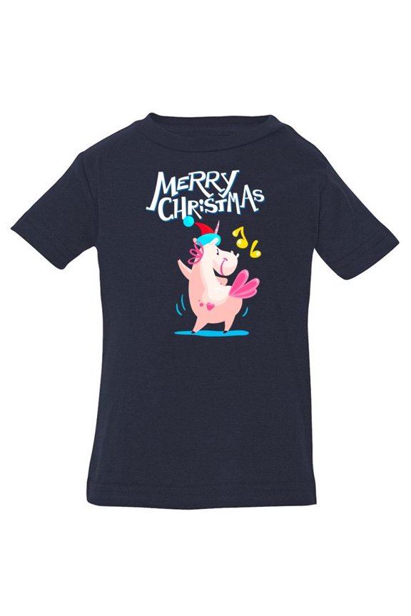 Unicorn In Santa Hat Dancing T-Shirt Infant -Image by Shutterstock, 6 Months