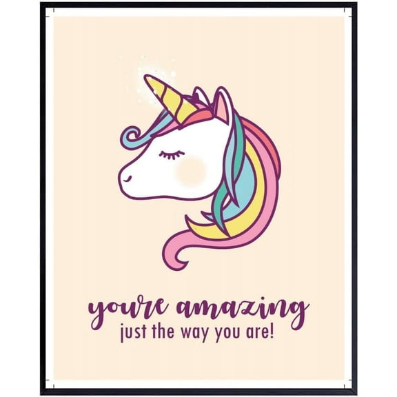 Unicorn Inspirational Poster - Motivational Wall Art for Girls - Positive Affirmation Decor for Bedroom & Gift Ideas