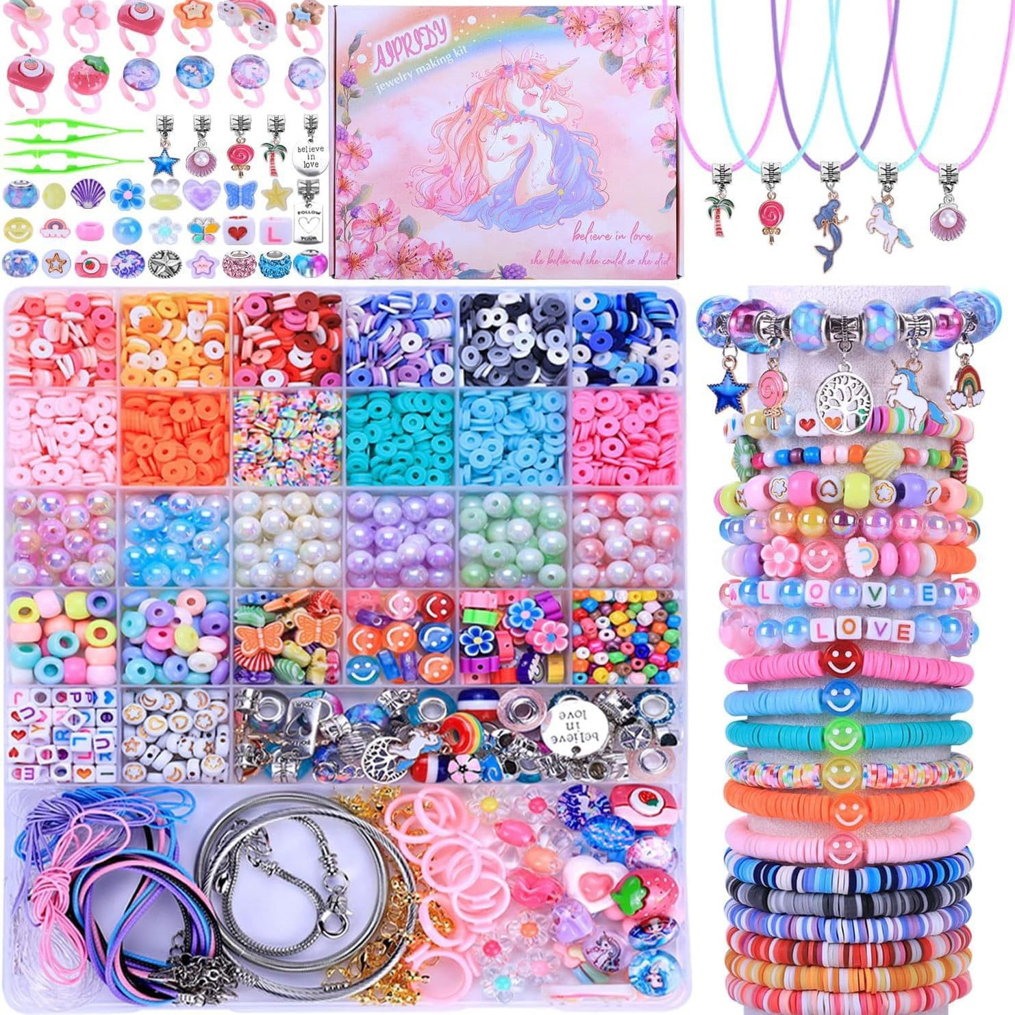 Unicorn Jewelry Activity Kit Clay Beads Bracelet Making 3200 Pieces