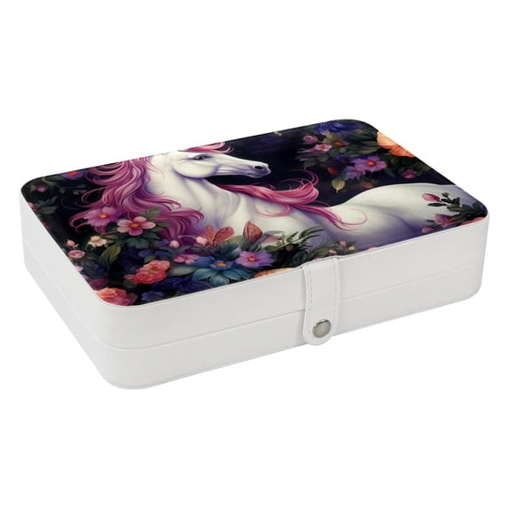 Unicorn Jewelry Organizer Box: PU Leather, with Removable Compartment, Portable - Jewelry Box and Organizer Box