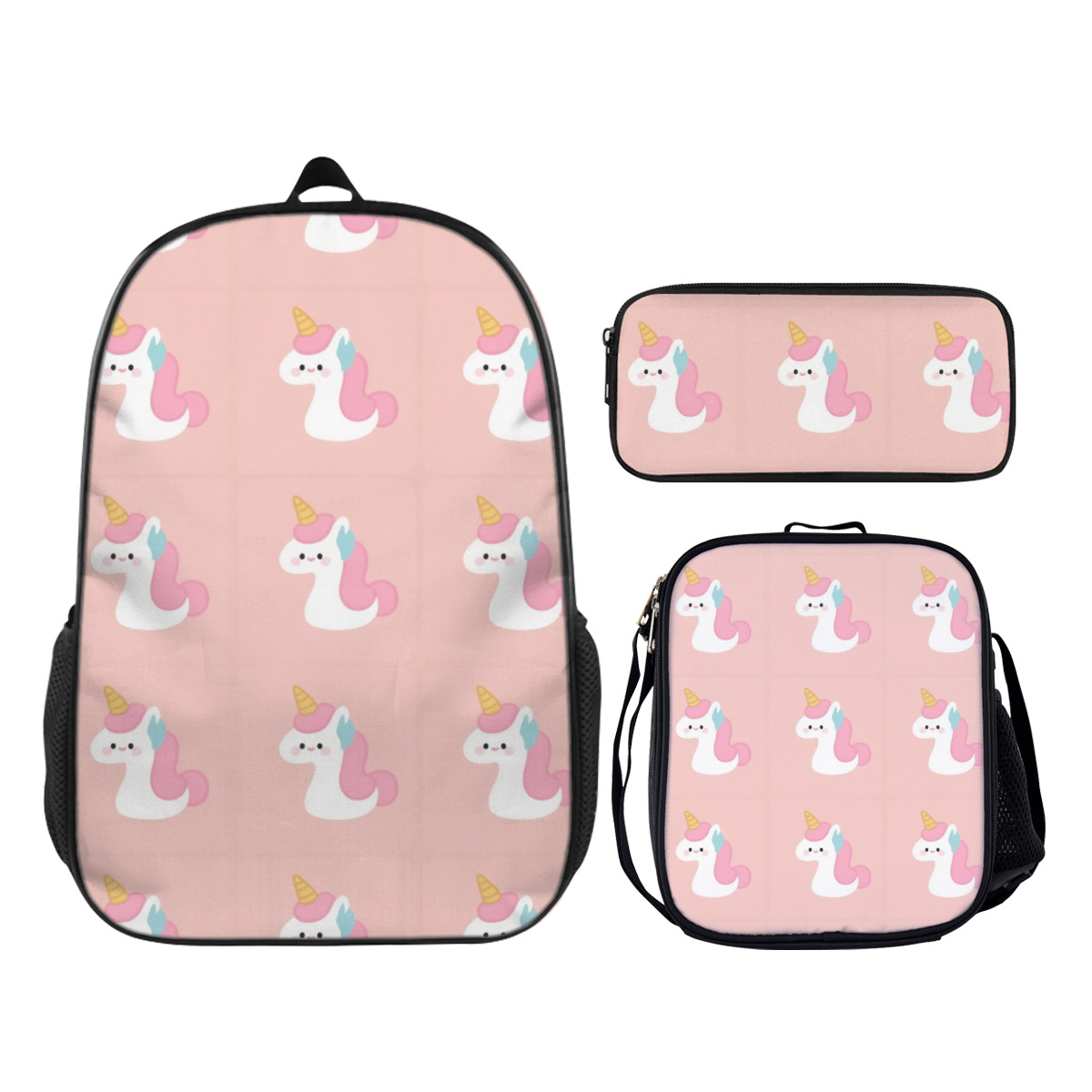Unicorn Kawaii Backpack Lunch Box Pencil Bag Set Bag Set Cartoon ...