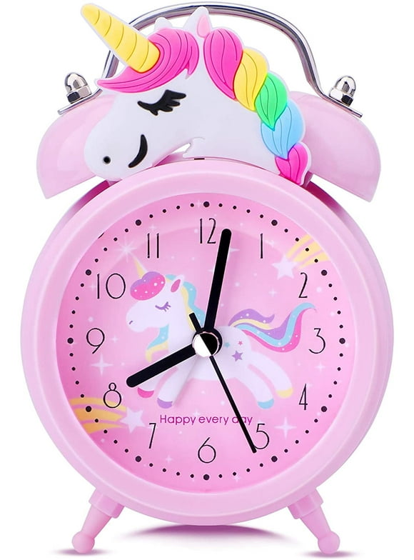 Unicorn Kids Alarm Clock for Kids Girls, Cute Bedroom Decoration, Clock with Backlight Super Loud Twin Bell, Clock for Teen Toddler Kids TCJJ, Christmas Birthday Unicorn Gift for Girls Kids