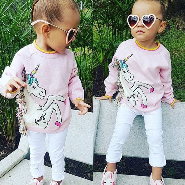 Unicorn Kids Girls Jumper Sweatshirt Pullover Toddler tShirt Tops Clothes 17 Years