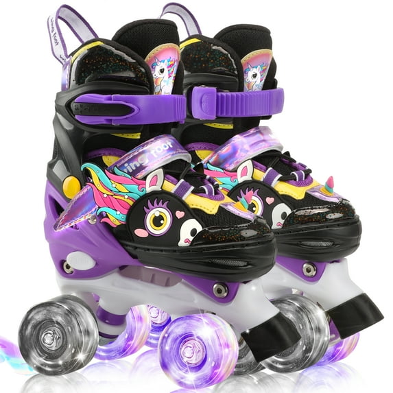 Unicorn Roller Skates for Girls Kids Toddler,Unicorn Quad Skates Shoes W/Light up &Adjustable for Gifts