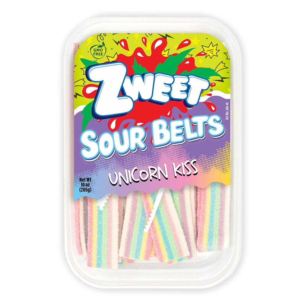 Zweet Sour Belts Licorice Candy 10 oz, Tasty Colorful Unicorn Kiss
