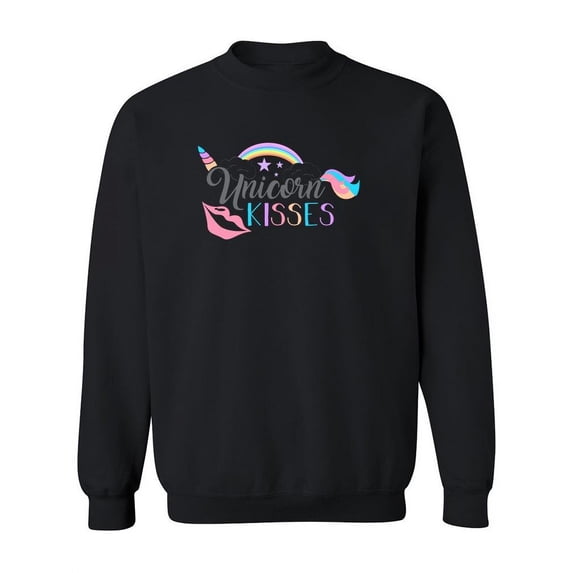 Unicorn Kisses In Cool Font Sweatshirt Women -Image by Shutterstock, Female XX-Large
