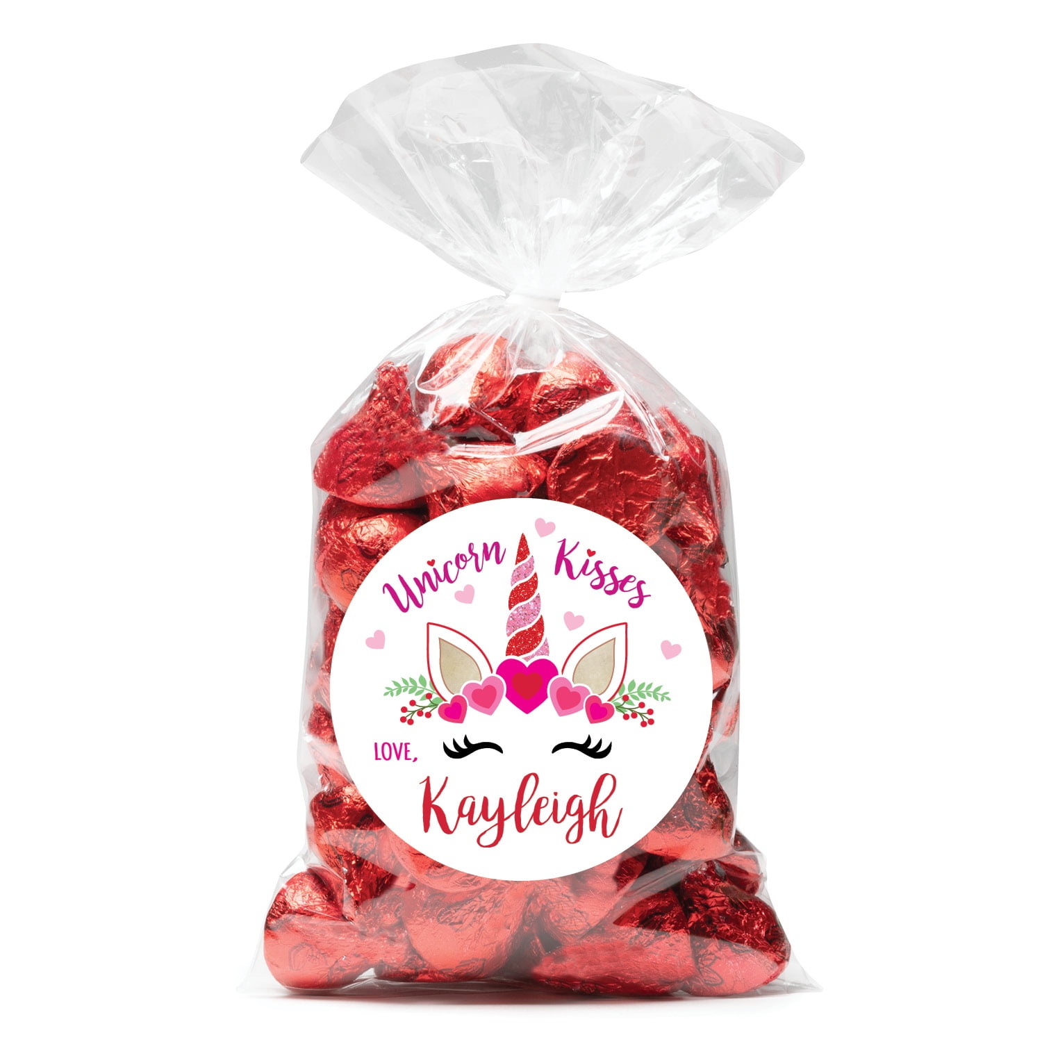 Unicorn Kisses Personalized 24 PC Sticker and Treat Bag Set