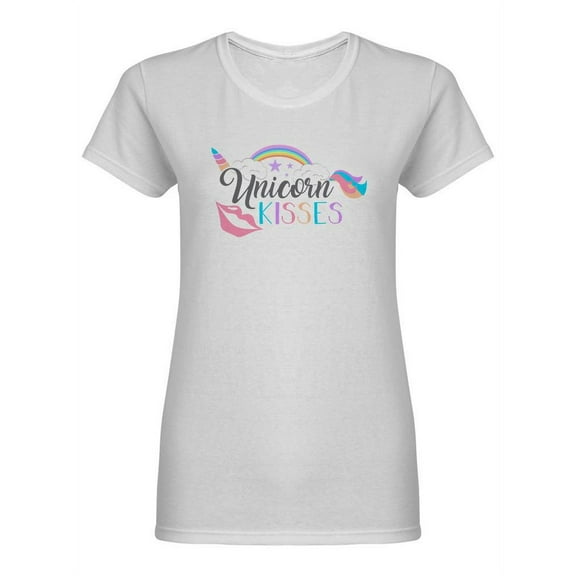 Unicorn Kisses Quote Shaped T-Shirt Women -Image by Shutterstock, Female Large
