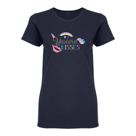Unicorn Kisses Quote Shaped T-Shirt Women -Image by Shutterstock, Female Medium