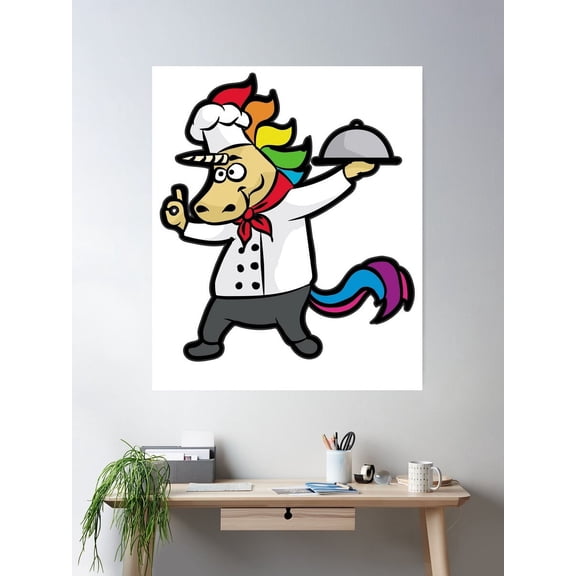 Unicorn Kitchen Chef Star Cook Poster Wall Art, Modern Wall Decor For Living Room Bedroom, 16x24 UNFRAMED