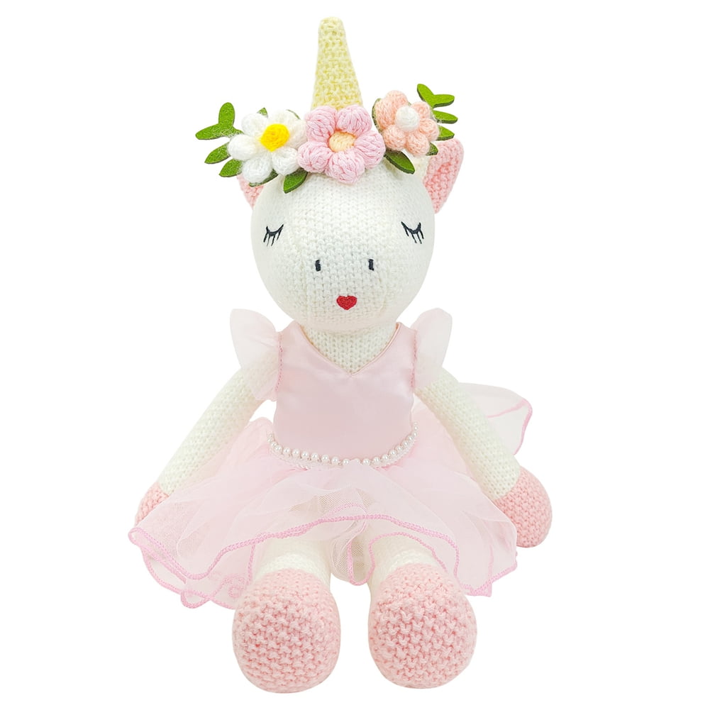 Unicorn Knitted Plush Ballerina Baby Doll, Unicorn Toys for Girls