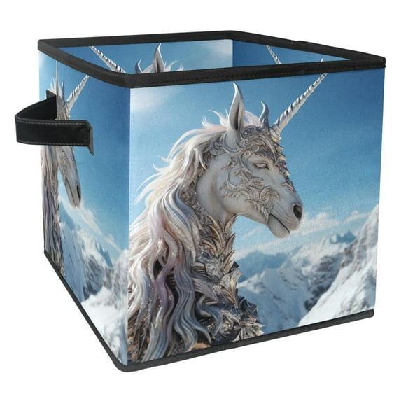 Unicorn Large Capacity Foldable Storage Basket with Handle 10.8"x10.5"x10.6" - Storage Bins, Storage Bin, Storage Box