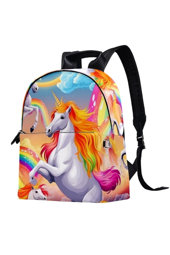 Unicorn Leather Smart Backpack with Adjustable Shoulder Straps | Large Capacity Printed Design Lightweight Backpack for Men Women Teens Work School Camping | Airport & Gym Backpack