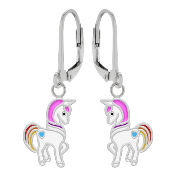 Unicorn Leverback Earrings 925 Sterling Silver