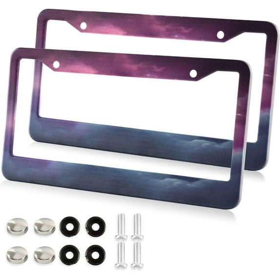 Unicorn License Plate Frame, Aluminum Car Tag Frames, 2 Pack Universal Car License Plate Covers with 2 Holes and Screws Decorative