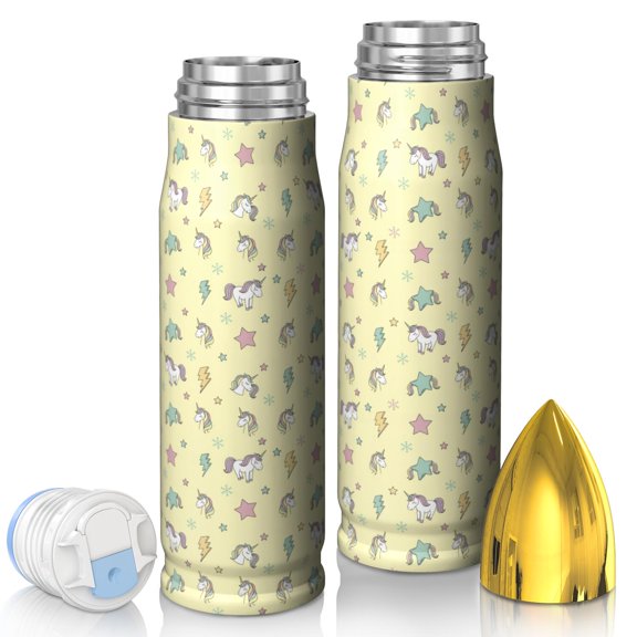 Unicorn and Lightning Yellow Pattern Bullet Tumbler, Vacuum Insulated Unique Insulated Beverage Holder Bpa-free Pc Lid Gifts Ideas for Teens Adults Office Workers Teachers