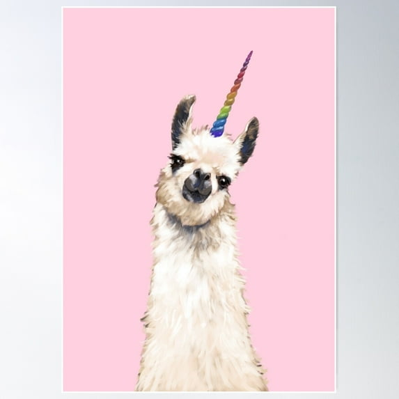 Unicorn Llama Poster Wall Art, Modern Wall Decor For Living Room Bedroom, 12x18 UNFRAMED