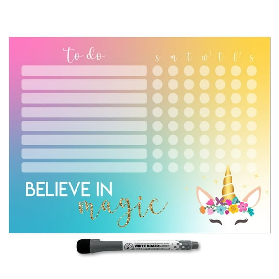 Unicorn Magic Kids Task Chart Sticker Doodles