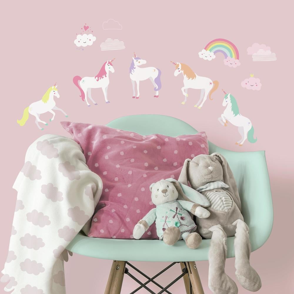 Pastel Unicorn Magic Peel and Stick Wall Decals for Kids