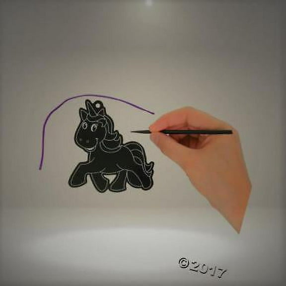 Unicorn Magic Scratch Ornaments - 24 Pc - Craft Supplies - 24 Pieces