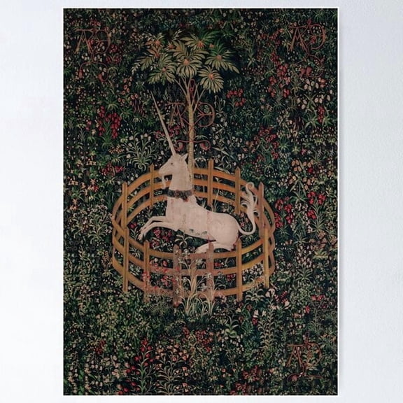 Unicorn Magical Animal Medieval Art Poster , Poster Print Only