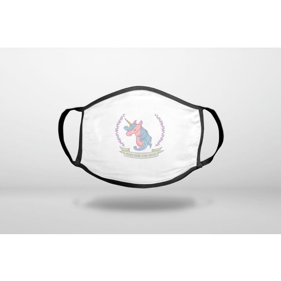 Unicorn - Make Your Own Magic - White - 3-Ply Reusable Soft Cloth Face Covering, Unisex, Cotton Inner Layer