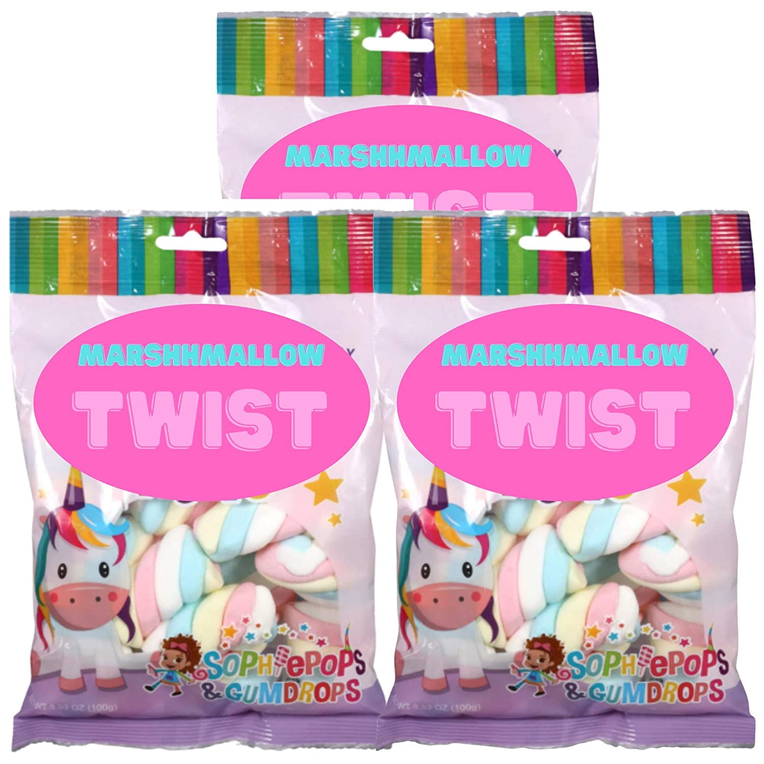 Unicorn Marshmallow Twist | Great for Party Supplies for Kids 3.53 oz bag (3 Pack)