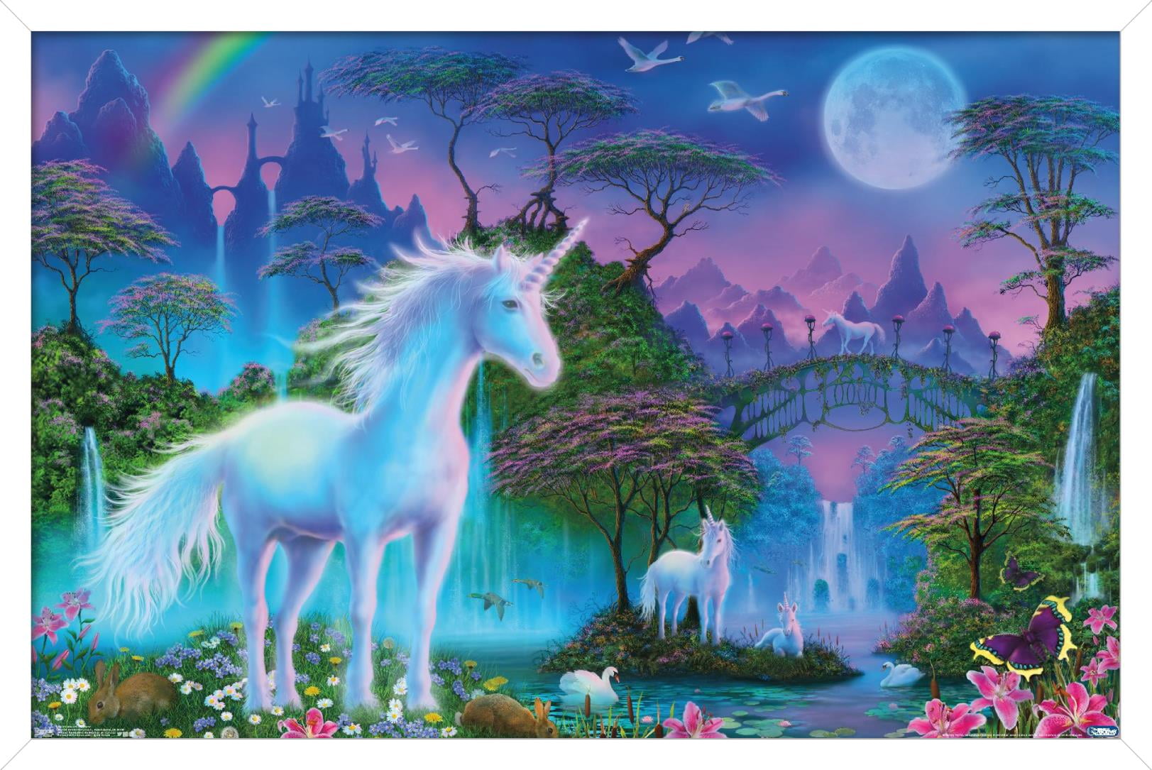 Unicorn Bridge - Large 16x20 Inch Fuzzy Velvet Coloring Poster