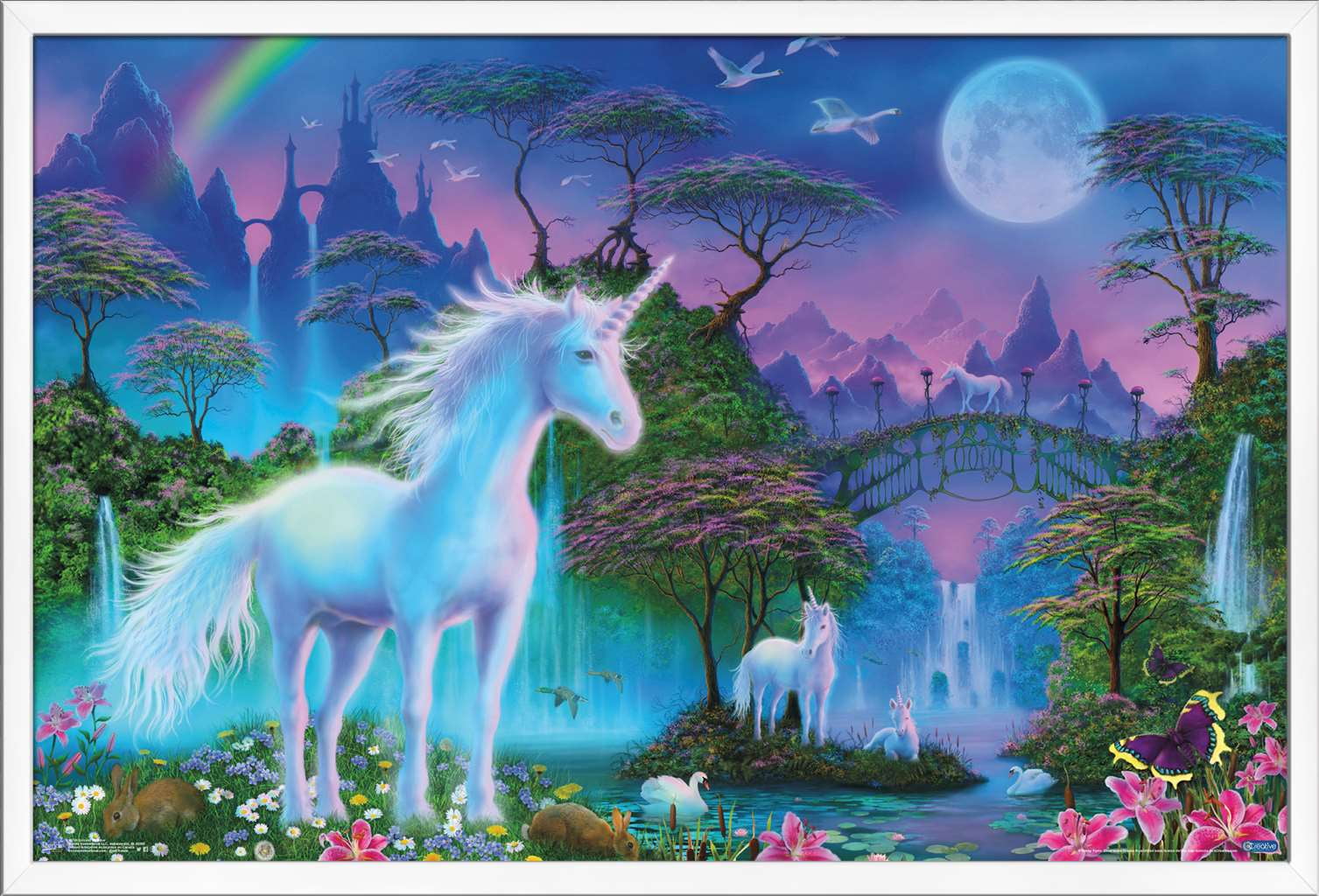 Unicorn Meadow Wall Poster, 22.375" x 34", Framed