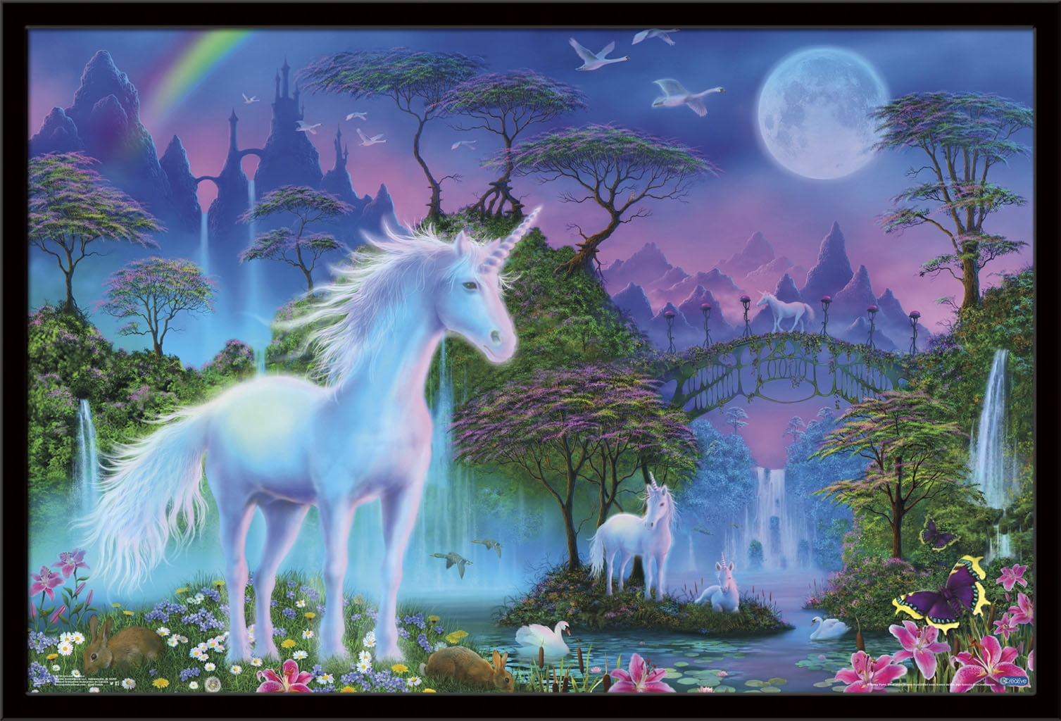 Unicorn Meadow Wall Poster, 22.375" x 34", Framed