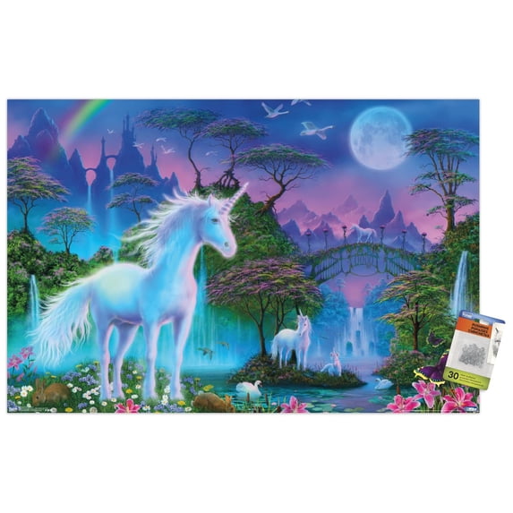 Unicorn Meadow Wall Poster with Push Pins, 22.38 x 34