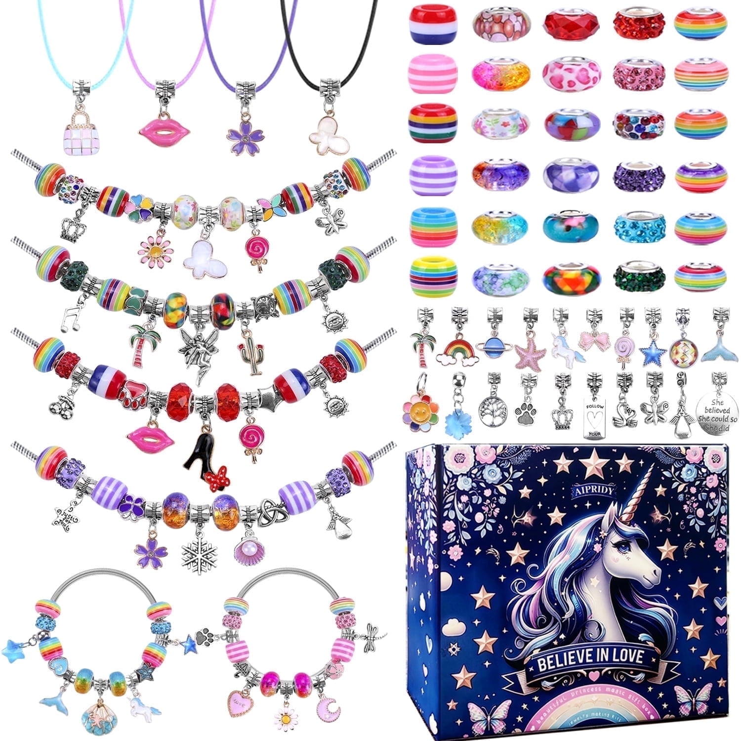 AIPRIDY Jewelry Making Kit Unicorn Mermaid Crafts 126 Pieces
