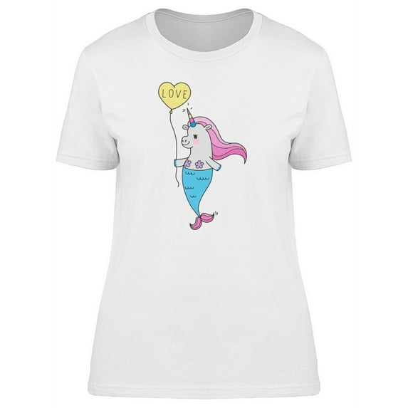 Unicorn Mermaid Yellow Balloon T-Shirt Women -Image by Shutterstock, Female Small