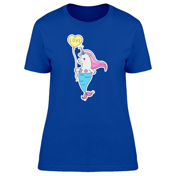 Unicorn Mermaid Yellow Balloon Tee Women's -Image by Shutterstock