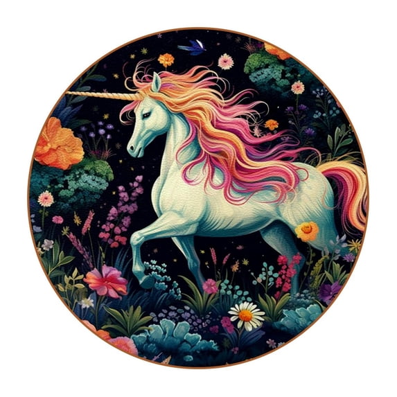 Unicorn Microfiber Leather Round Coasters (6PCS) - 11x11 cm/4.3x4.3 in, Elegant Drink Coasters Set for Home and Office, Absorbent Coasters for Coffee Table, Bar, and Kitchen Décor