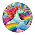 thumbnail image 1 of Unicorn Microfiber Leather Round Coasters (6PCS) - 11x11 cm/4.3x4.3 in - Set of 6 Drink Coasters for Home and Office Use, 1 of 6