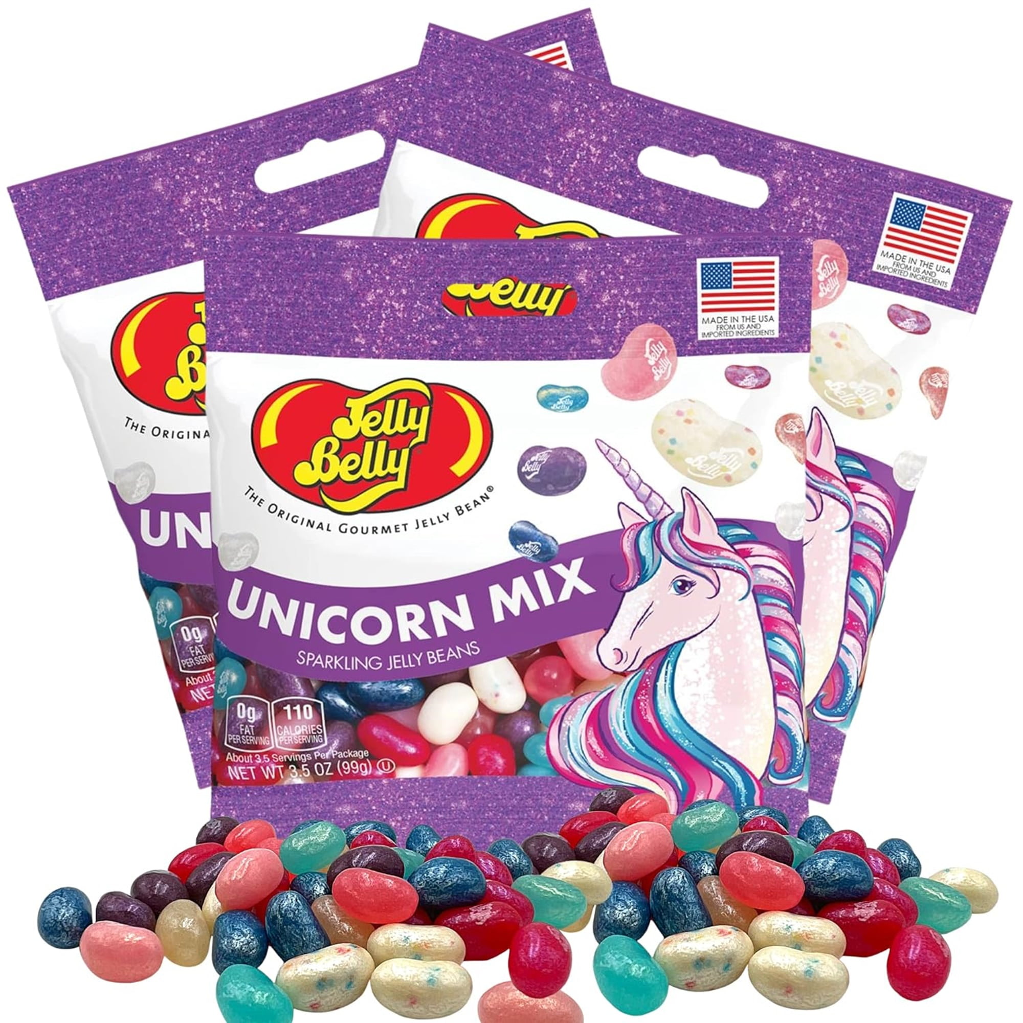 Unicorn Mix Birthday Party Jelly Beans, Pack of 3, 3.5 Ounces per Bag