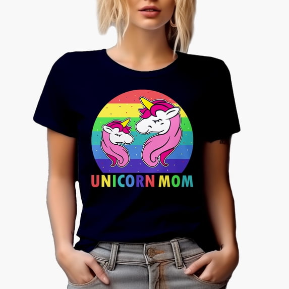 Unicorn Mom, Mother's Day or Birthday, Navy Blue T-Shirt, Small