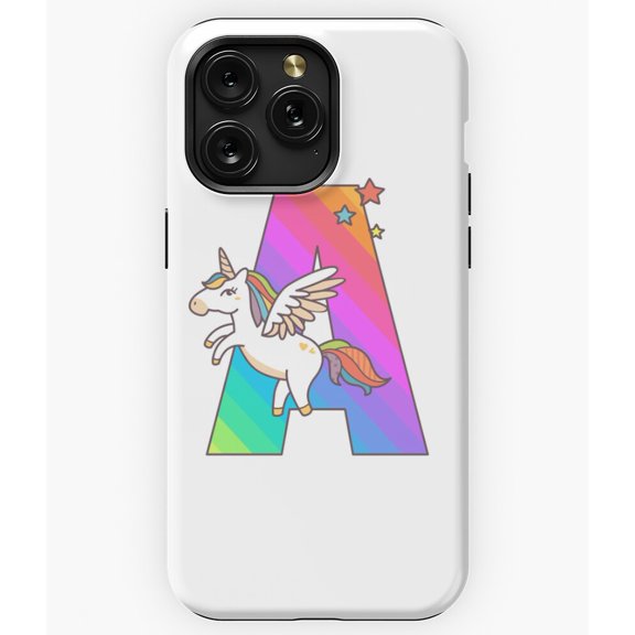 Unicorn Monogram Letter A Initial Cute Birthday A12062 Phone Case for iPhone 11 to 17 Pro Max